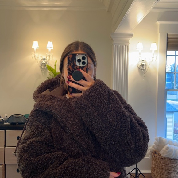 Long brown teddy jacket - Picture 4 of 7